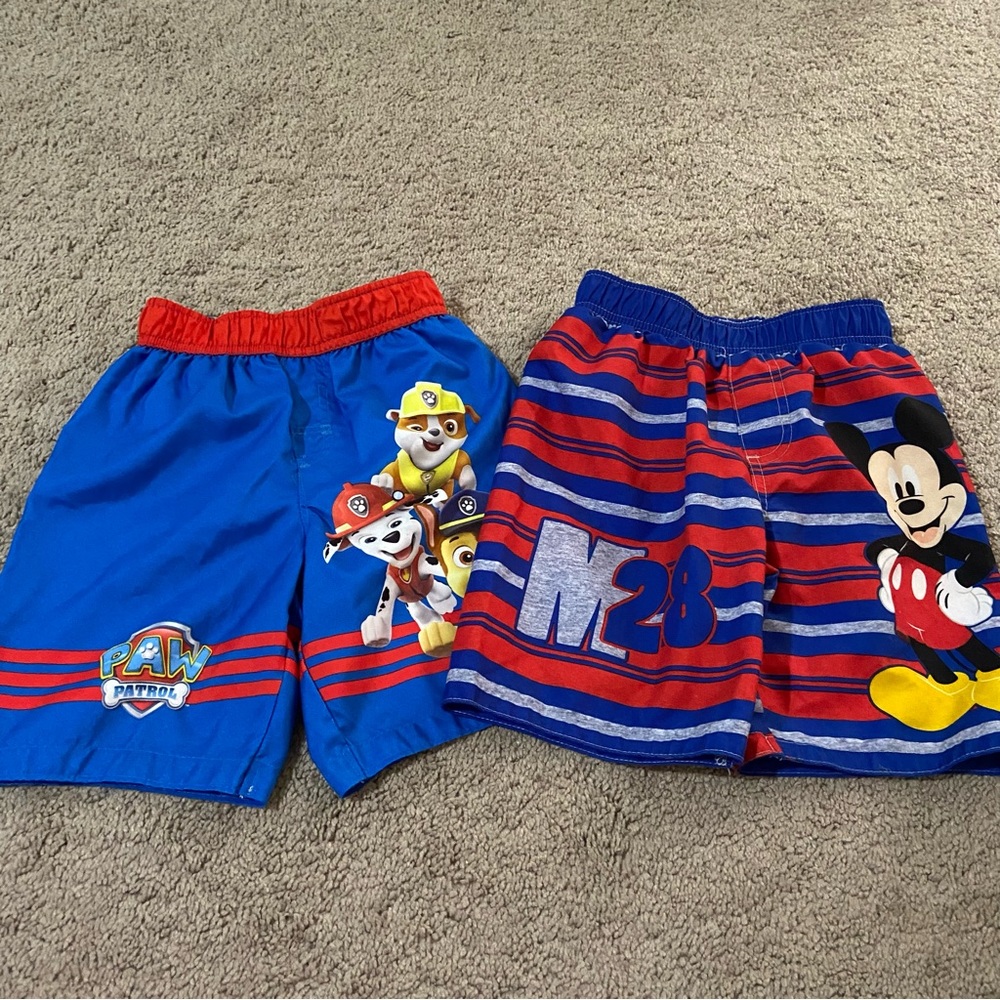 Set of Paw Patrol and Mickey Swim trunk Size 5T